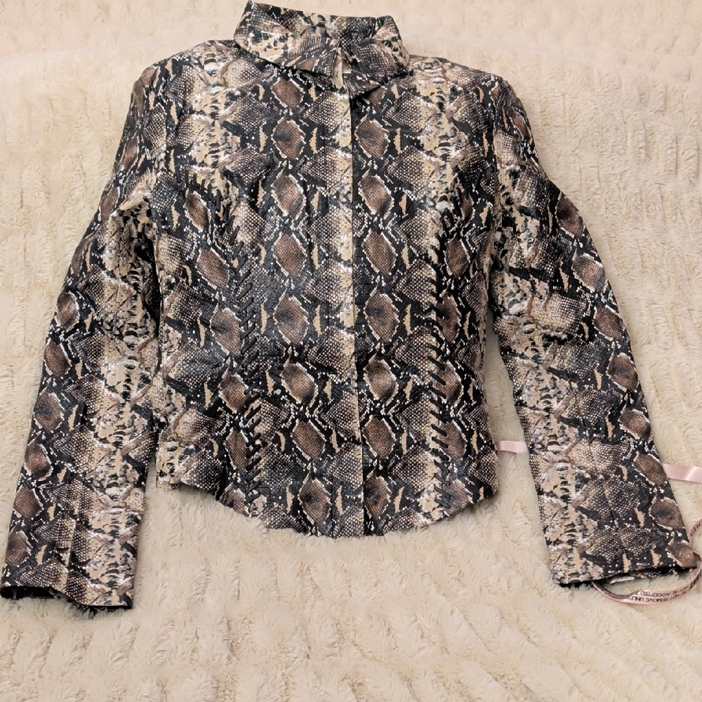House of CB Snake Print Leather Jacket